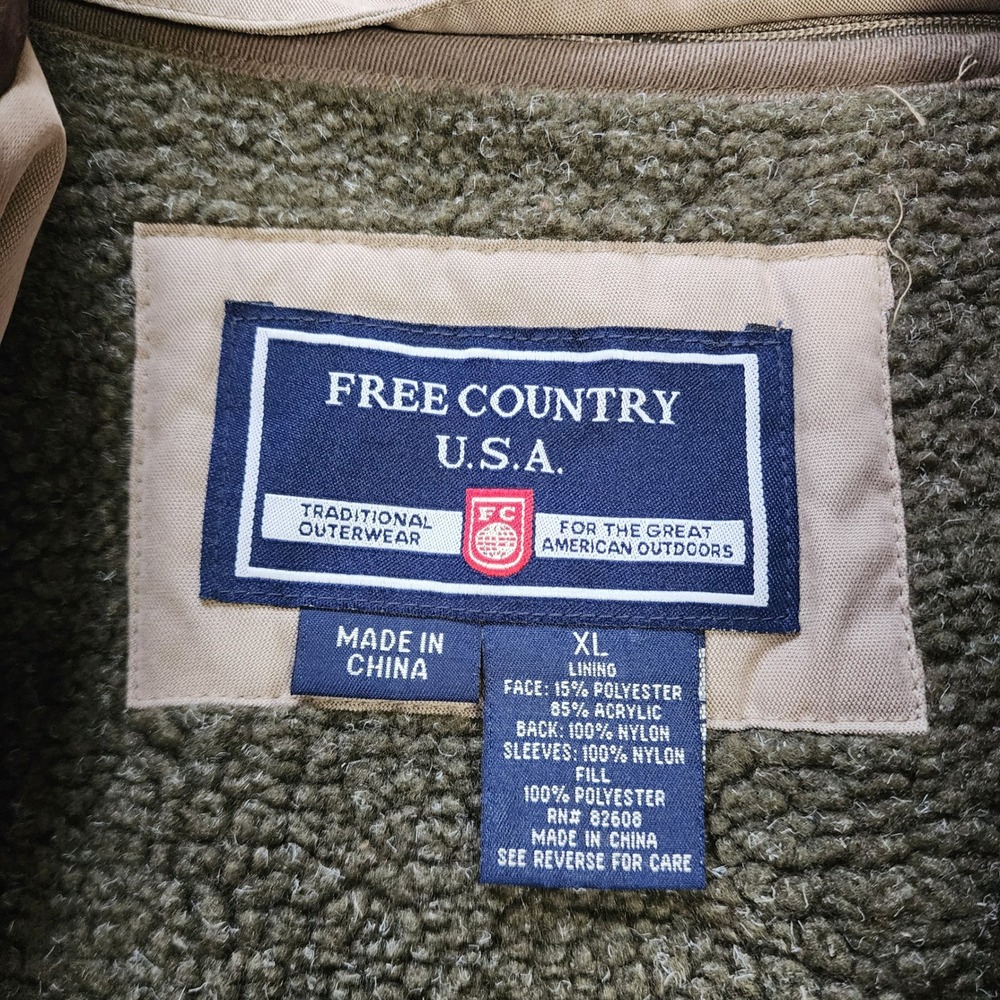 Free Country Mens Vintage Sherpa Lined Barn Jacket Size XL Tan Canvas Chore Coat - Picture 6 of 11
